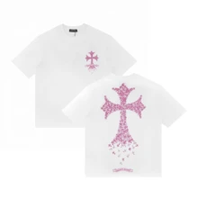 Chrom Heart  New  Double Sided Print Short Sleeve T-Shirt| 100% Cotton Oversized Soft Breathable Tee| Cute Casual Streetwear Top| Two Sided Graphic Shirt| High Quality Basic Comfort Shirt| Y2K Vintage Style - 白色9 - 查看 1