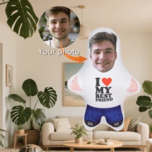 1pc Customized Photo Pillow - Personalized Couple Gift With "I Love My Best Friend" Design, Anniversary, Christmas, Thanksgiving, Valentine's Day Home Decor