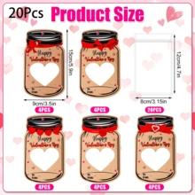 Candy Jar, Exchange Gift Party Gift, 20PCS/SET Valentine's Day Exchange Cards Set, Funny Mason Jar, Happy Valentine's Day Cards, - Multicolor - View 9
