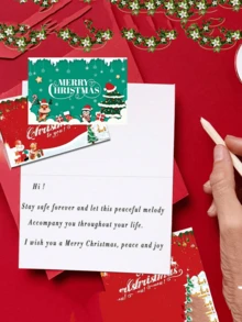 2pcs Christmas Card Set, Holiday Cards, Including Envelopes, 6 Different Designs, Christmas Party Gift Set, For Family And Friends, Christmas Decorations. - Multicolor - View 3