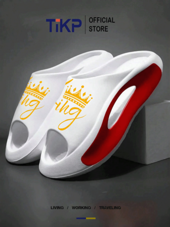 TIKP Herrtofflor i lättviktsmaterial i EVA, halkfria, öppna tåtofflor, sommarsandaler, lämpliga för utomhusbruk, strand, dusch, unisex