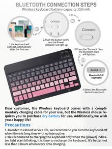 4-In-1 Keyboard Protective Case, Compatible With Samsung Galaxy Tab & IPad, Redm IPad SE, Includes Detachable Wireless Bluetooth Keyboard (150mAh) And Mouse, Tablet Protective Cover With Pen Slot (Black & Pink Gradient) - Black and Pink Gradient - View 7