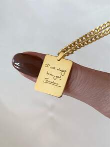 1pc Custom Handwriting Necklace, Actual (Your Own) Handwriting, Personalized 18k Gold Engraved Pendant Necklace, Personalized Signature Jewelry, Suitable For Women, Personalized Gift For Friends, Couples And Family, Special Design Birthday Gift Jewelry,Gifts For Her Girlfriend,Mom,Family,Friends For Anniversaries,For Birthdays,For Daily Wear,For Prom,For Mother's Day - 彩色 - 查看 1