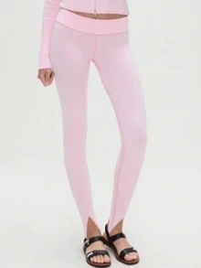 Y2K Stirrup Leggings For Women High Waist Stretchy Yoga Pants Comfy Dance Gym Workout Tights Stirrup Pants Streetwear - 粉色 - 查看 4