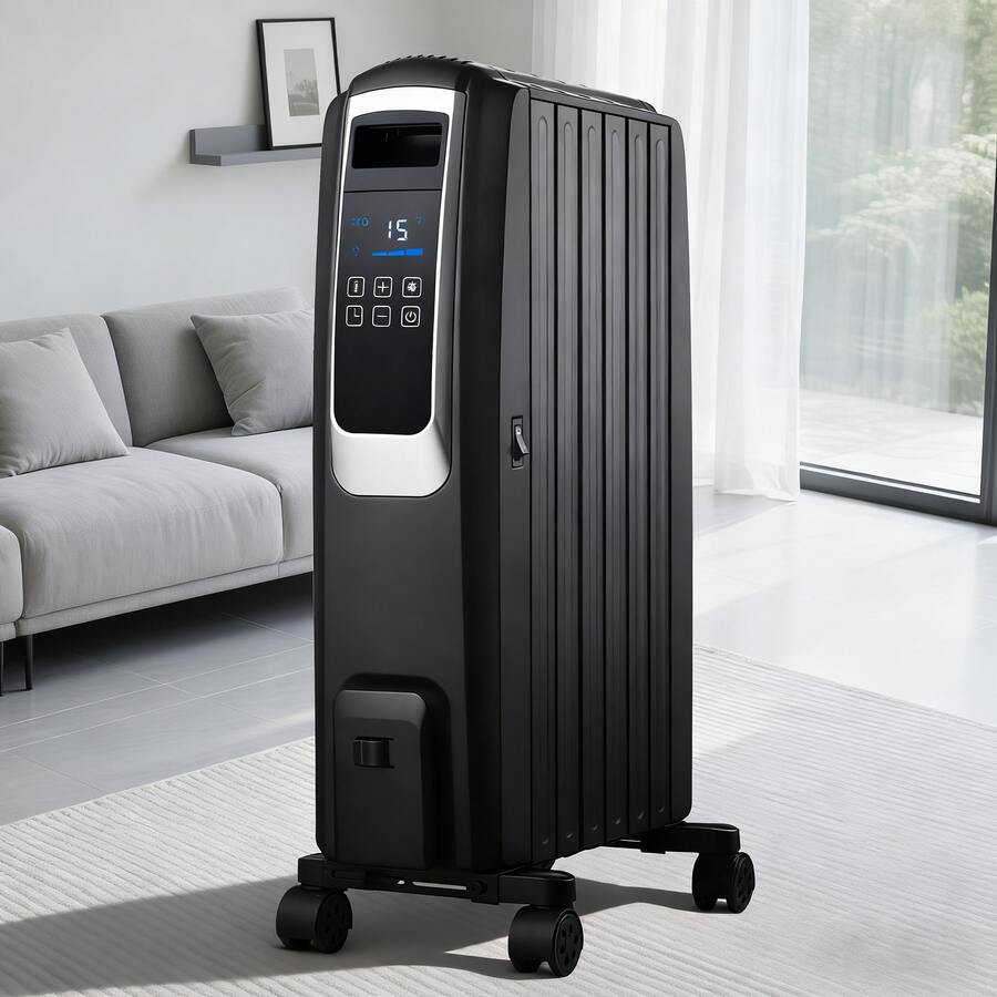 1500W Oil Filled Radiator Heater, Quiet Electric Space Heater With 3 Heat Modes & Adjustable Thermostat, Tip-Over And Overheat Protection, Portable Indoor Heater For Bedroom, Office, And Living Room - 美規A型插(110-127V) - 查看 1