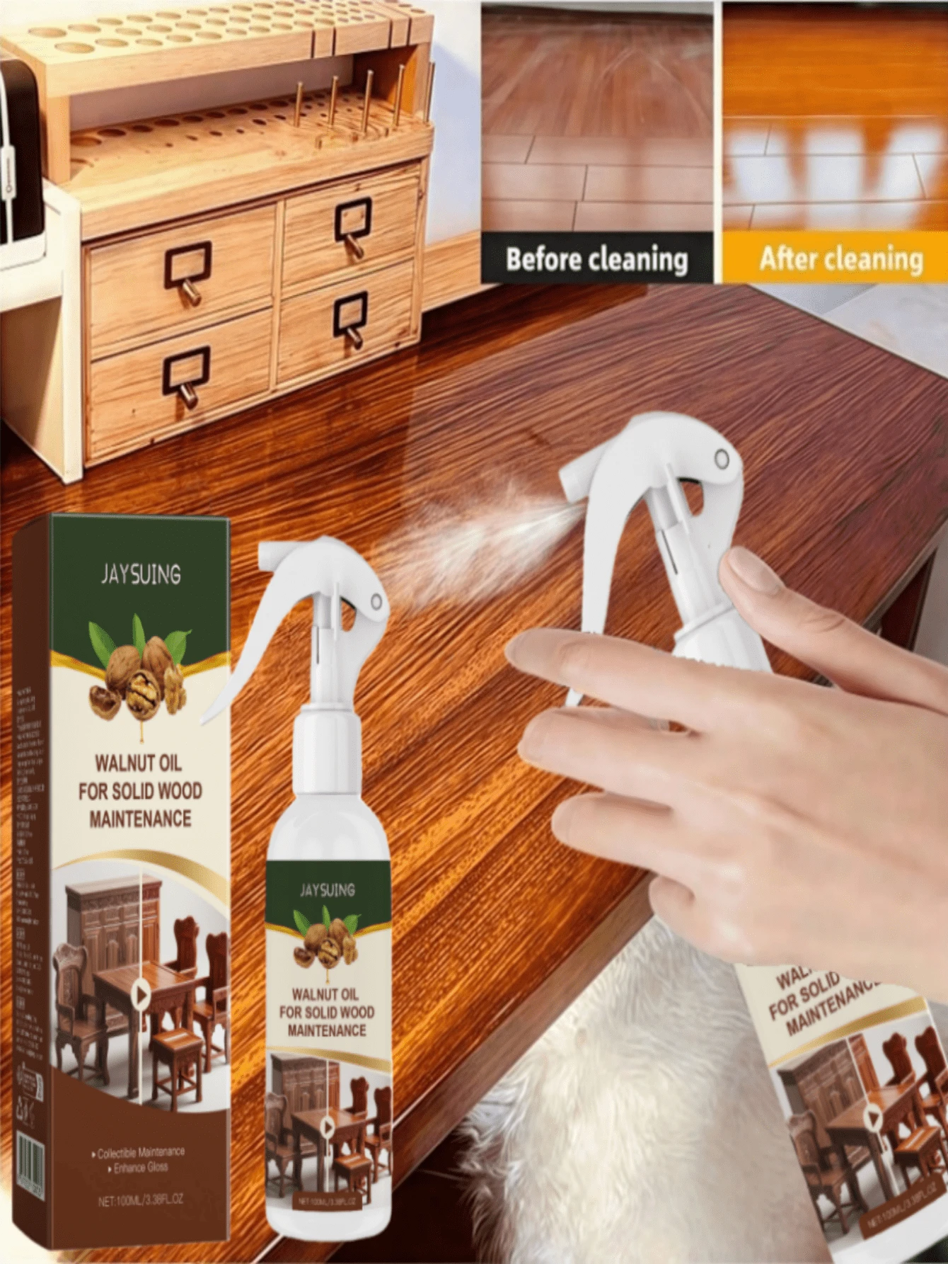 JAYSUING Acondicionador de madera de nuez, especializado para muebles, palisandro, cuidado de pisos, pulido, prevención de grietas y mejora de la dureza. Un gran regalo para familiares y amigos