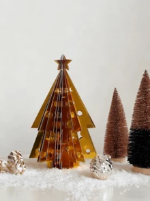 一套人造圣诞树，小型纸蜂窝球圣诞树，圣诞折纸装饰，圣诞礼物，圣诞派对装饰，家居装饰，餐桌中心摆件 - 彩色 - 查看 9