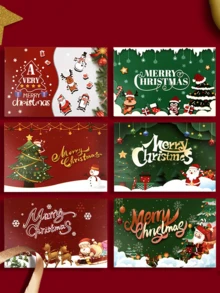 2pcs Christmas Card Set, Holiday Cards, Including Envelopes, 6 Different Designs, Christmas Party Gift Set, For Family And Friends, Christmas Decorations. - Multicolor - View 5