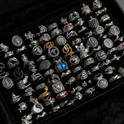 10/20pcs/Set Vintage Punk Gothic Style Rings For Men & Women, Designs Include Big Eye, Claw, Owl, Snake, Frog, Crocodile Feather, Heart, Suitable For Festivals, Parties, Friends, Bars, Nightclubs, Motorcycles, Daily Accessories