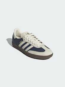 Adidas Originals Adidas Samba OG Premium Sneakers, Timeless Retro Trainers In Fall Tones, Leather & Suede Construction, Low-Top Casual Sneaker For Outdoor, Sports, Sambas For School And Work, Daily Shoes For Skate Outfit, IG1968 - 夜靛藍/奶油白/金金屬 - 查看 7