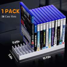 16-Disc Game Disc Storage Rack, 1/2/3 Sets Stackable Game Disc Organizer Rack, High-Strength ABS Material Vertical Display Stand, Suitable For Pentium 4/P5/X Series And Switch Consoles, Space-Saving Desktop Game Rack, Collection And Gaming Room Decor - White - View 5