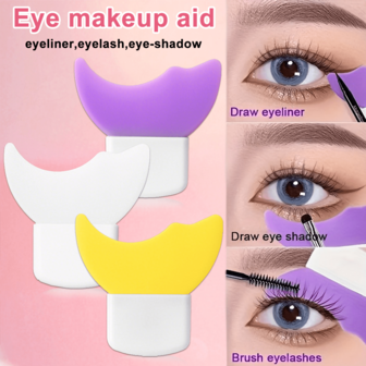 1PC Purple/Yellow/White Eyeliner Eye Black Auxiliary Device, Eye Makeup/Sleeping Silkworm/Eye Shadow Makeup Tool Auxiliary Tool, Imitation Silicone TPR Eyelash Baffle, Crescent Soft Silicon, Lower Crescent Baffle Multifunctional, Easy To Clean And Dry, Easy To Carry, A Must For Beginners