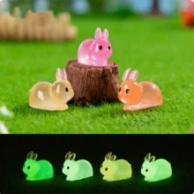 30pcs Glow-In-The-Dark Small Animal Figurines, Glow-In-The-Dark Rabbit, 3D DIY Decor Accessories For Micro Landscape Desktop Mini Ornaments, Small Rabbits - Multicolor - View 8