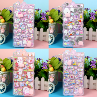 Thick Soft Cute Squeeze Stress Relief Stickers, Cartoon Unicorn, Animal, Panda Design For Children
