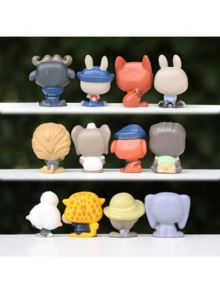 12pcs New Crazy Animal Figurines Dolls Cartoon Anime Cute Healing Desktop Car Decor Gifts (Random Style) - Multicolor - View 6