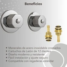 Bathroom Faucet Kit With Durable Chrome Finish, Wall-Mounted Hexagonal Design, Includes Escutcheon And Brass Cartridges Compatible With Shower Heads - 銀色 - 查看 4