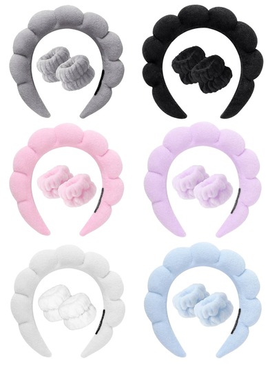 1/2/3/4pcs Face Washing Headband,Face Washing Wrist Straps, Hydrotherapy Headbands, Makeup Headbands, Face Washing Headbands, Skincare Headbands, Pink Velvet Fluffy Sponge Headbands, Bows, Bubbles, Hydrotherapy Headbands, Wristbands, Set Of Women's And Girls' Hair Accessories,Fashion Accessories For Women And Girls, Great Gifts Hair Accessories