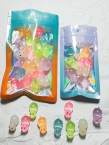 30pcs Glow-In-The-Dark Small Animal Figurines, Glow-In-The-Dark Rabbit, 3D DIY Decor Accessories For Micro Landscape Desktop Mini Ornaments, Small Rabbits - Multicolor - View 4