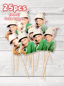 10/25/50/100/150个个性化人物照片蛋糕装饰插牌 - 可定制照片，易于放置在蛋糕上 - 适用于生日、婴儿派对、家庭聚会、节日蛋糕 - 非常适合家庭、DIY派对爱好者、活动策划者 - 蛋糕装饰、个性化节日插牌、甜点点缀、派对用品。 - Style3 Cake topper - 查看 24