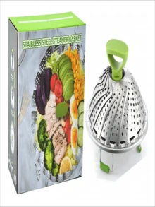 9'' Vaporera Verduras Vaporizador Cesta Plegable Color Gris Frecuencia 9 INCHES - Plateado - Ver 5