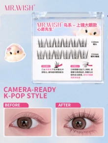 12 Clusters Animal Series - Bird Series - Big Eye Photogenic Travel Lashes Recommended Curling Segmented New Beginners Glue-Free Single Cluster Natural Cartoon Eye False Eyelashes MR.WISH - C - View 3