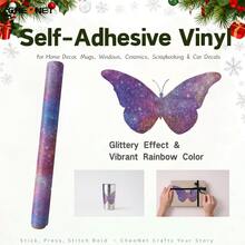 CHEONET-Sparkle Permanent Vinyl -Waterproof Self-Adhesive Decorative Sticker With Groovy Patterns For DIY Crafts & Outdoor Use