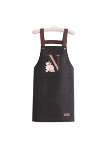 A-Z Letter Printed Apron With Large Pocket, Waterproof, Stain-Resistant, Oil-Proof. This Is A Kitchen Work Apron With Adjustable Neck And Waist, Suitable For Cooking And Grilling. Unisex, Perfect Gift For Christmas And Thanksgiving. - Multicolor - View 14