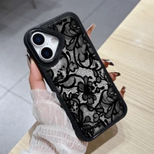 精致的蕾丝图案，每个细节都栩栩如生，仿佛真实的蕾丝纹理完美地复制在手机壳上。繁复的花卉图案编织出神秘而优雅的气息，无论是出席正式场合还是日常外出，都能让您的苹果手机瞬间成为众人瞩目的焦点，展现您独特的品味和优雅的风格。 - 黑色 - 查看 4