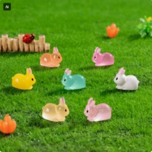 30pcs Glow-In-The-Dark Small Animal Figurines, Glow-In-The-Dark Rabbit, 3D DIY Decor Accessories For Micro Landscape Desktop Mini Ornaments, Small Rabbits - Multicolor - View 7