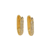 1 par de pendientes de aro con forma de U con rhinestones cuadrados, pendientes de moda para mujeres, adecuados como regalo para novia o amante