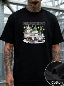 Rústica Playera de Algodón para Hombre con Estampado de Camioneta Verde con Árboles de Navidad, Estilo Retro, Perfecta para Navidad, Viajes, 220 g 100 % algodón, Resistente y Estilizada, Súper Vendedor - Negro - Ver 1