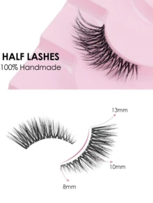 10对自然半眼假睫毛，自然猫眼假睫毛化妆工具，超长蓬松仿貂毛睫毛，透明带自然长猫眼假睫毛，3D蓬松假睫毛，迷你可爱超短半眼假睫毛，适合角色扮演，欧美风格超长假睫毛。 - 黑色 - 查看 5