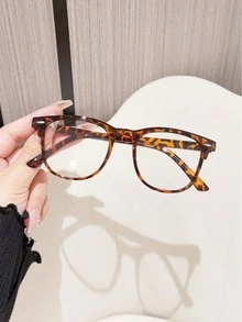 Gafas de mujer con lentes planos de estampado de leopardo versátil y de moda, adecuadas para el lugar de trabajo - transparente - Ver 9