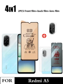 Redmi A5 四合一贴膜（防窥隐私陶瓷膜+磨砂软陶瓷膜+后盖膜+镜头膜） - 黑色 - 查看 1