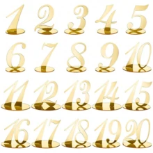 1 Set Acrylic Mirror Finish Table Numbers & Place Cards - Gold With Stand Base, Suitable For Wedding, Party, Ramadan, Valentine's Day, Birthday, Anniversary Events, Restaurant Decor - Multicolor - View 10