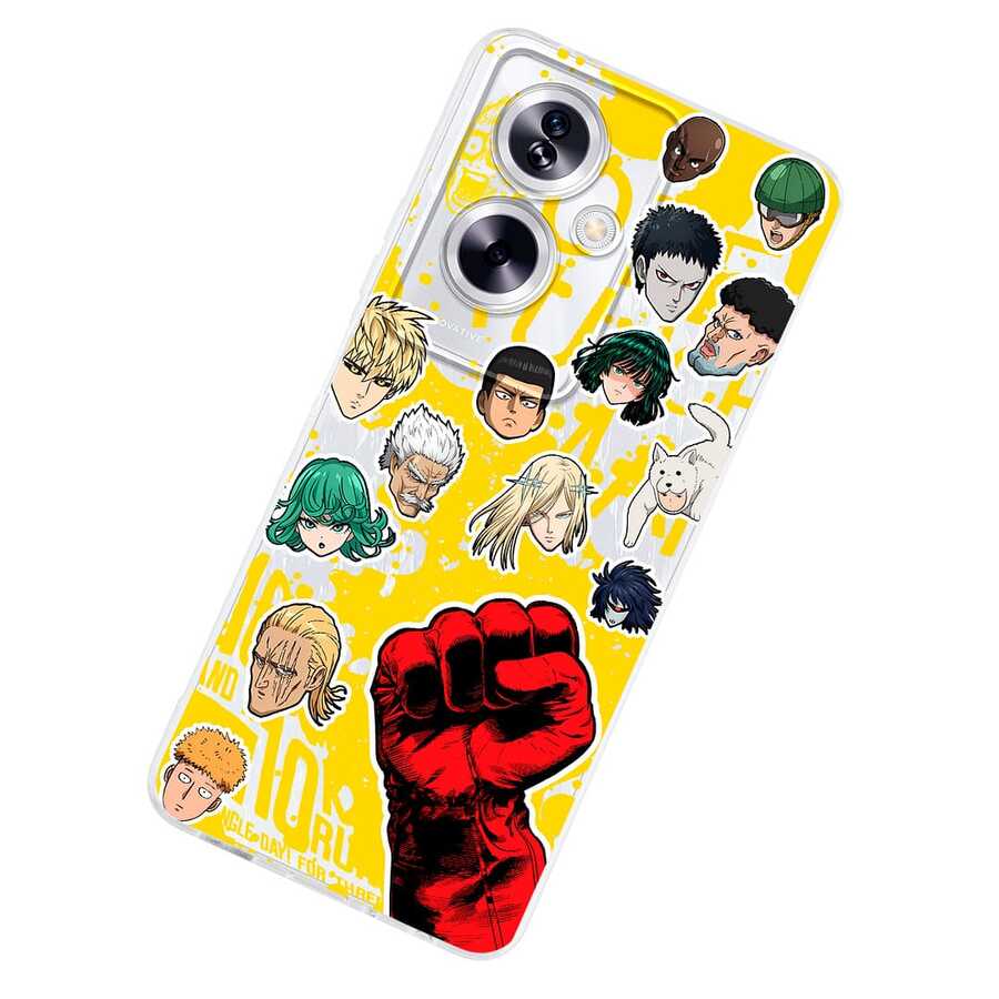 Funda Compatible con Oppo One Ponch Nam Asociasión de Heróes Estilo Stickers Anime Saytama Protector Carcasa Anticaídas a Prueba De Golpes TPU. - transparente - Ver 1