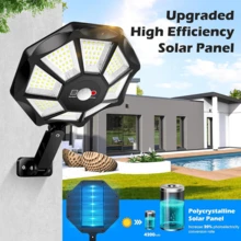 Luces solares para exteriores, luces de estacionamiento impermeables, con sensores de movimiento, adecuadas para patios, jardines, alumbrado público, iluminación de calles residenciales, con control remoto, aptas para estacionamiento al aire libre. - Negro - Ver 3