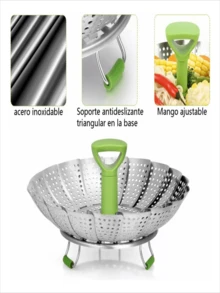 9'' Vaporera Verduras Vaporizador Cesta Plegable Color Gris Frecuencia 9 INCHES - Plateado - Ver 3