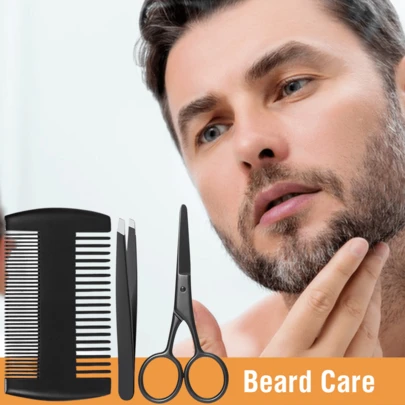 1pc/3pcs Men's Beard Grooming Kit, Meets Daily Beard Styling & Trimming Needs, Compact & Portable, Ideal For Travel & Commute, Christmas/Valentine's Day/Birthday Gift, Create Refined Beard Styles