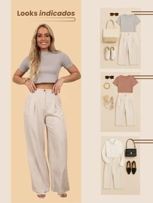 Vicio Fatal Calça Feminina de Alfaiataria com Botão - OffWhite - Visão 5