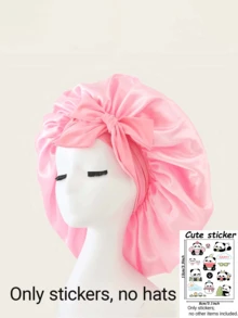 1pc Bow Floppy Band Sleeping Hat Beauty Cleaning Hair Care Hat Moon Hood Hat Wide Brim Elastic Hat Women's Solid Color Brim With Elastic Band, Fashionable And Comfortable Sleeping Cap, Breathable And Soft, Suitable For Long And Curly Hair, Non-Slip, Suitable For Sleeping, Home And Daily Use, Hair Care Cap Back To School