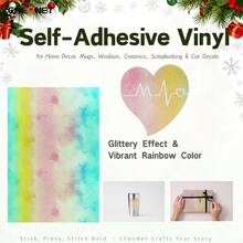 CHEONET-Sparkle Permanent Vinyl -Waterproof Self-Adhesive Decorative Sticker With Groovy Patterns For DIY Crafts & Outdoor Use