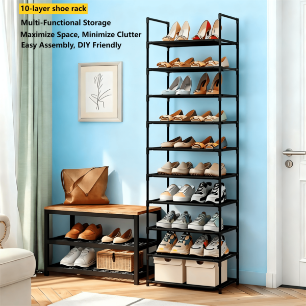 1 Stück einfaches Schuhregal - mehrstufige Aufbewahrung für Eingangsbereich & Schlafzimmer, ideal für Familien, platzsparender staubdichter Organizer mit großer Kapazität, modernes Design, geeignet als Weihnachtsgeschenk