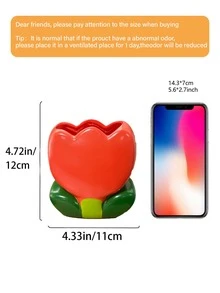 1个郁金香陶瓷笔筒，化妆刷收纳罐，陶瓷桌面装饰品，办公桌收纳盒，文具收纳桶，化妆品整理盒，美容院装饰品 - 彩色 - 查看 8