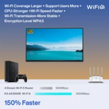KOSKY Routeur sans fil Wi-Fi 6 nouvelle génération 3000 M, routeur sans fil 802.11ax, routeur Internet double bande Gigabit, routeur VPN, IPv6 et contrôle parental - Prise de type UE C (220-240 V) - Voir 7