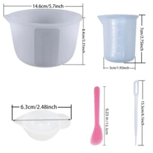 38Pcs Silicone Measuring Cups Set, Round Jewelry Casting Tools With 20.29oz & 3.38oz Mixing Cups, Epoxy Resin Supplies For Molds, DIY Jewelry Making Kit - 38 件組攪拌杯和工具 - 查看 4