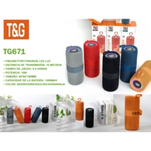 T&G 10W Bocina Bluetooth portátil, Altavoz portátil inalámbrico de 1200 mAh, mini y práctico, RGB, ideal para DJ, apto para uso en exteriores, con correa de transporte, TWS, USB, AUX. - Azul - Ver 13