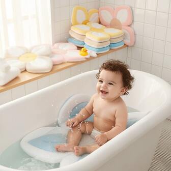 INS Nordic Home 1个婴儿莲花造型沐浴垫，适合0-6个月及以上新生儿和婴幼儿，可机洗，婴儿浴垫，新生儿礼物