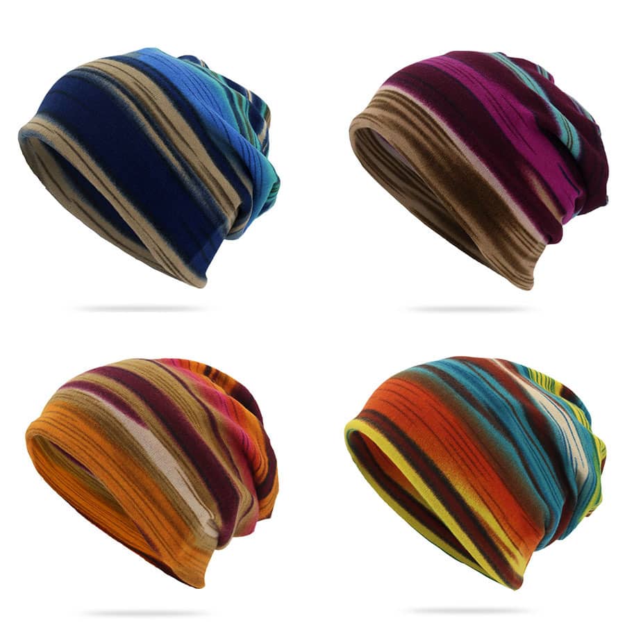1pc Striped Beanie - Unisex Multifunctional Casual Knit Cap, Suitable For Outdoor Activities And Travel - Washable - Multicolor - View 1
