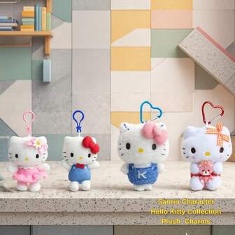  Official Licensed Sanrio Hello Kitty Plush Toy Charms Collection – Cute 13cm/5.1in Cartoon Plush Pendant For Kids, Students, Teens & Collectors – Includes Floral Theme, 50th Anniversary Edition, Knitted Special Edition & Best Friends Series – Soft And Huggable Stuffed Toy Keychain For Backpack, School Bag